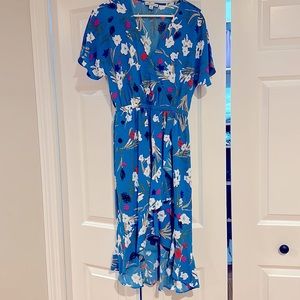 J crew ruffle-front midi dress